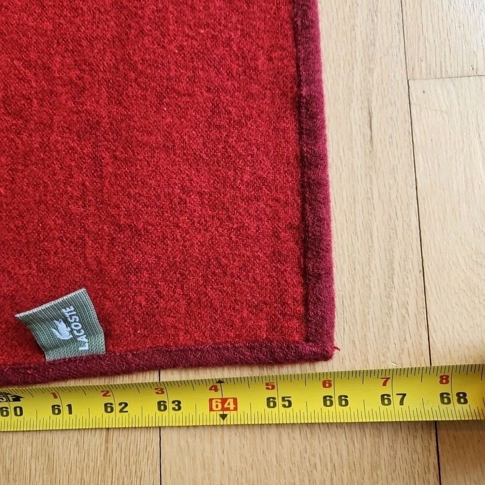 Lacoste Vtg. Croc/Alligator Logo Knit Throw 49"x66" DEEP RED Wool‎ Blend Sports - Picture 7 of 7
